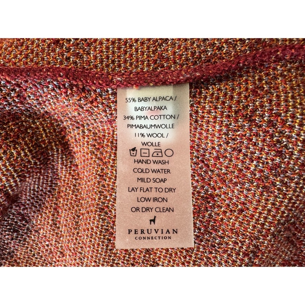 Peruvian Connection Baby Alpaca Wool Cardigan Women M EUC Long Sleeve Floral - Picture 7 of 12